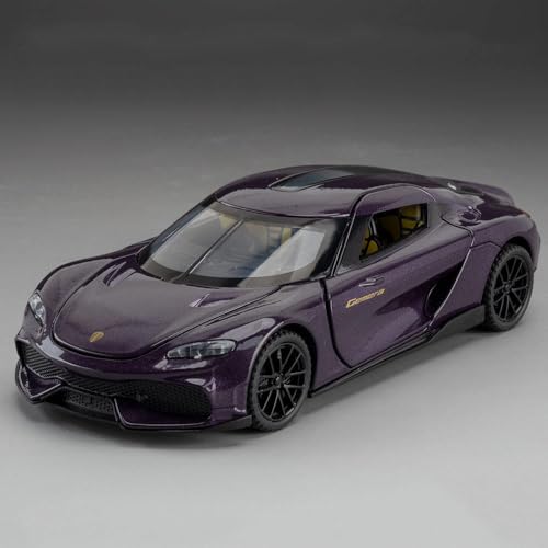 Image of FEXXA 1:32 Scale Koenigsegg Gemera Die-Cast Metal Car with Sport car Openable Doors Light and Sound,Pull Back Function Indoor Outdoor Toy for Kids (Purple)