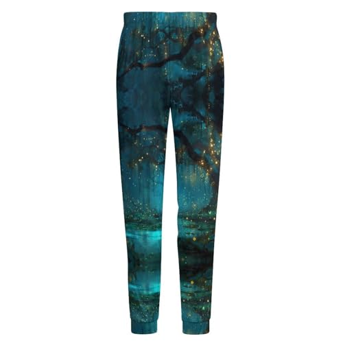 Whimsical Forests Sparkling Fireflie Men's Pajama Bottoms Sleep Lounge Soft Comfy Pants Sleepwear 5