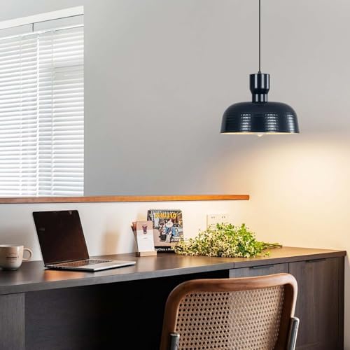 Naurham 12 Inch Ink Blue Pendant Lights Kitchen Island with Hammered Shade — view 6