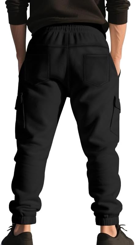 ZOCANIA Sweatpants for Men Multi Pocket Men's Sweatpant Relaxed Fit Mens Fleece Casual Joggers Elastic Drawstring Pants - Image 3