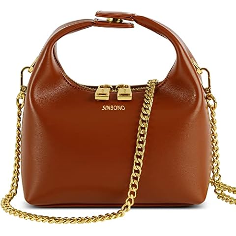 SINBONO Top Handle Handbags for Women, Vienna Crossbody Bag with Golden Chain Strap-Vegan Leather Ladies Designer Purse Cover