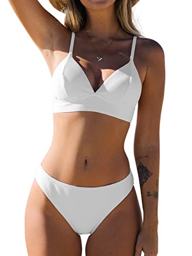 CUPSHE Damen Bikini Set V Ausschnitt Triangel Breites Unterbrustband...