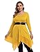 AMZ PLUS Womens Plus Size Irregular Hem Long Sleeve Loose Shirt Dress Top Yellow 2XL