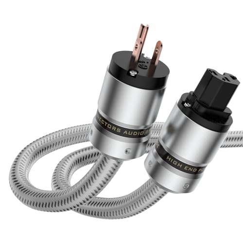 Tertullus HiFi Audiophile AC Highend Audio Power Cable 3-Prong 14AWG Audiophile Power Cord 125V 15A Silver Power Cable (1M / 3.28FT)