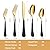 LKTDYMEG 20-Piece Black and Gold Silverware Set 18/0 Stainless Steel Silverware Set Black Handle Cutlery Set Service for 4 Dinner Knives Forks Spoons Set Flatware Set Finish Dishwasher Safe