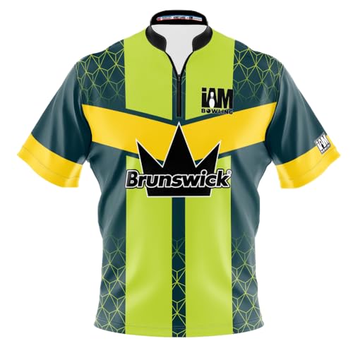 Logo Infusion I AM Bowling Jersey Short Sleeve Sash Collar 2192 BR Made in USA Brunswick (US, Alpha, Large, Regular, Regular, Multi)