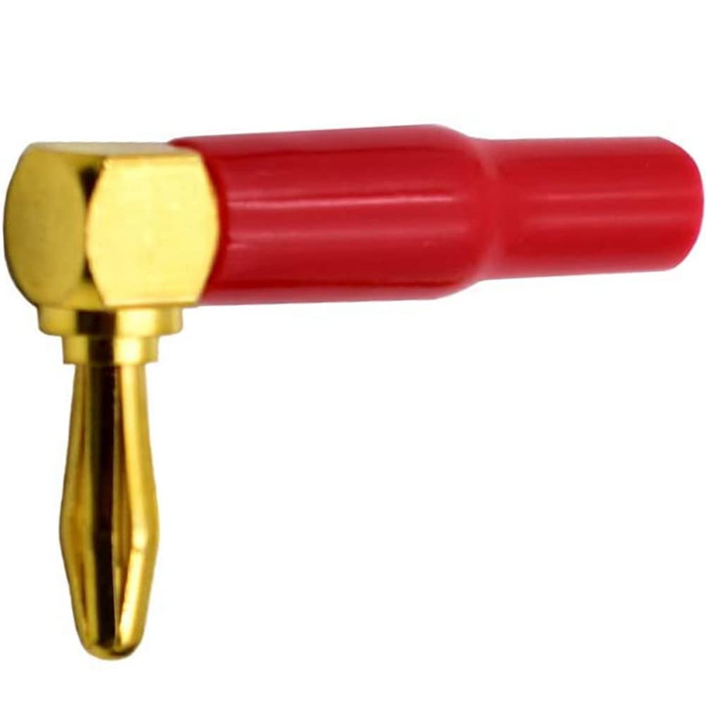 Verguld Koper 4mm L-Vormige Banaanstekker Connector - 90 Graden Haakse Audio Luidspreker - Rood En Zwart Paar