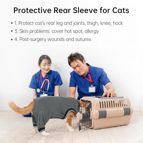 Katzenbody mit Beinen, Body Katze Nach Op Rüde leckschutz Katze kastration Katzenbody Hinterbeine Bandage Katze Hinterbeine Katzenschenkel Schutz(Grau, M)
