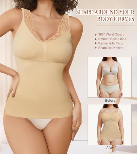 Image of Compression Tank Tops Shapewear For Women Slimming Camisole Tummy Control Tube Tops Body Shaper