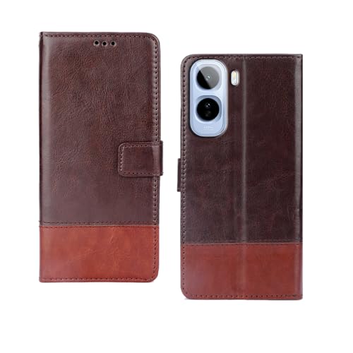 Image of amazon basics Vivo T5 Pro 5G Flip Cover | Card Pockets Wallet & Stand | Flip Cover for Vivo T5 Pro 5G (Coffee and Tan)