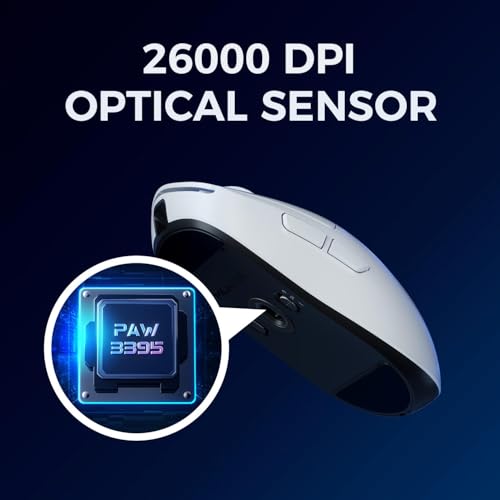 Image of MCHOSE A5 V2 Ultra Lightweight Wireless Mouse, Symmetrical Design, 54 Grams, 8K Hz Wired /4K Hz Wireless Polling Rate, PAW 3395 26K DPI, 120 Hours Battery Life, Tri-Mode Connectivity - White