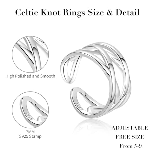 925 Sterling Silver Thumb Rings for Women Open Adjustable Knuckle Celtic Knot Rings for Women Dainty Minimalist Cross Line Band Finger Rings Jewelry for Birthday Christmas2