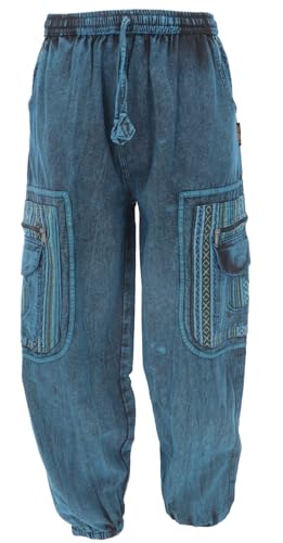 Pantalon de yoga GURU SHOP en coton avec finitions complexes bleu 50