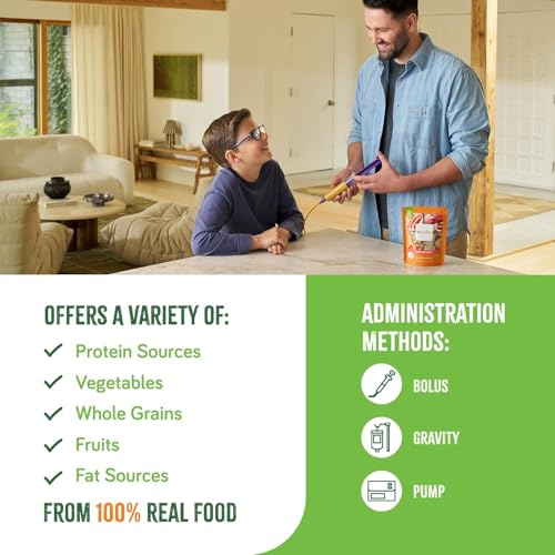 Image of Real Food Blends Salmon, Oats & Squash - Pureed Food Meals for Tube Feeding with Protein, Vegetables & Fruits - 330 Calories for Lunch & Dinner - 9.4 oz (Pack of 12) | For Tube Feeding, 10g Protein, 23 Vitamins and Minerals, 9.4 oz