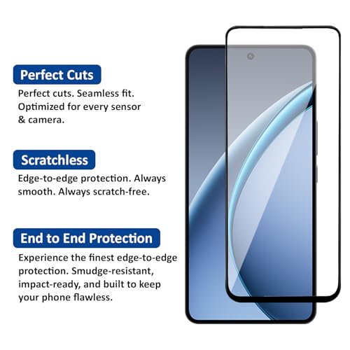 Image of AIBEX Tempered Glass for Realme P3 / Realme 14T / OPPO K13 / OPPO K12S / OPPO Reno 13F|9H Hardness|Anti-Glare & Anti-Fingerprint|Water Resistant|Edge-to-Edge Full Screen Protector|Bubble-Free