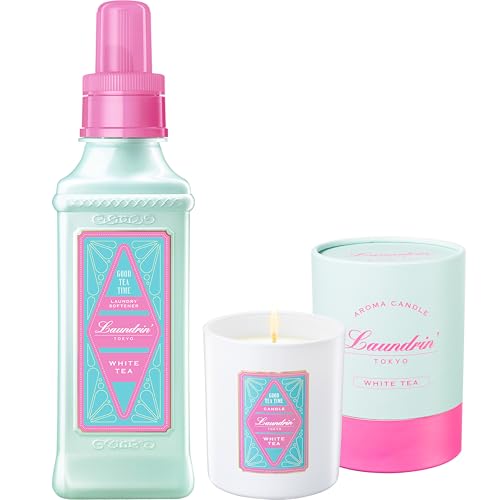 【セット買い】ランドリン ホワイトティーの香り柔軟剤 本体600ml & アロマキャンドル 180g