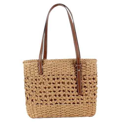Sac en paille avec fermeture cordon et bandoulière pour un porté épaule léger