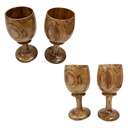 Collectiblesbuy Vintage Wooden Wine Goblet Handmade Wood Toasting Glass Decorative Cup - Set Of 2 #TOP3