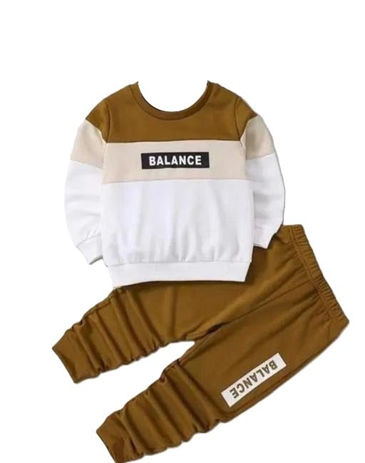 Kids Top Bottom Set Soft Fabric Comfortable Casual Daily Use Clothing Set for Boys and Girls Brown 0-3 Months-image-2