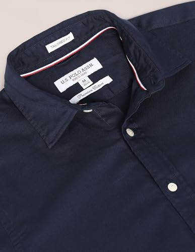 Image of U.S. Polo ASSN. Men's Solid Spread Collar Premium Cotton Dobby Tailored Fit Shirt