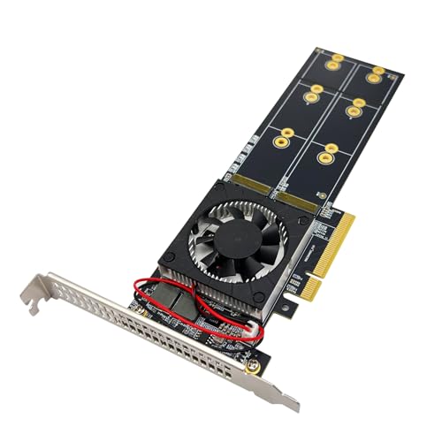 10Gtek PCIe3.0 x8 to (4X) M.2 Adapter, for NVMe SSD, PEX8747 Controller with Bifurcation Function, Applicable to Windows Server/Windows/Linux/VMwareESX/ESXi/FreeBSD14/Ubuntu System