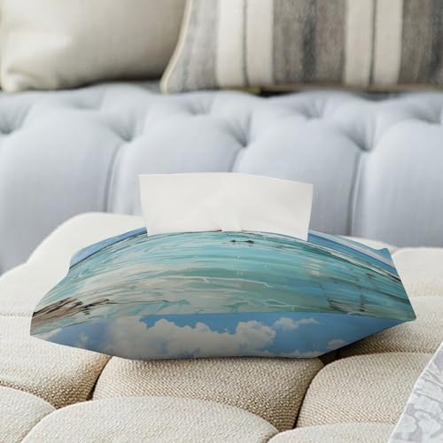 Étui boîte à mouchoirs imprimé tranquille cuir PU durable - 5