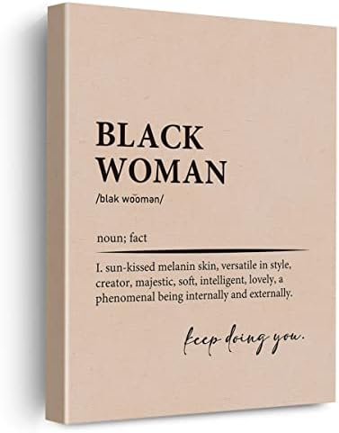 EVXID Black Woman Definition Canvas Poster Painting Wall Art, Black Woman Print Artwork Framed Ready to Hang for Home Decor 12 x 15 inch