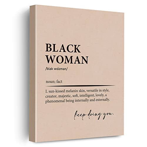 Evxid Black Woman Definition Canvas Poster Painting Wall Art, Black Woman Print Artwork Framed Ready To Hang For Home Decor 12 X 15 Inch #TOP1