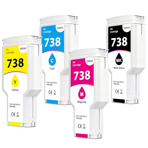 Cartouches d'encre 738 738XL noir et couleur 300ml pour imprimante HPQ DesignJet T850 T950