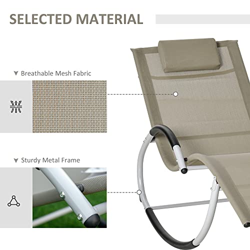 Outsunny Outdoor Rocking Chair, Chaise Lounge Pool Chair For Sun Tanning, Sunbathing Rocker, Armrests & Pillow For Patio, Lawn, Beach, Sand #TOP5