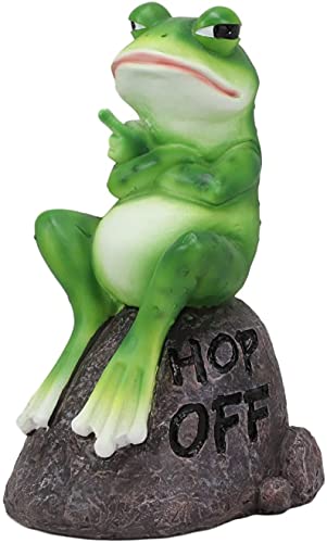 Estatua Decorativa Rana Grosera Sobre Roca Verde