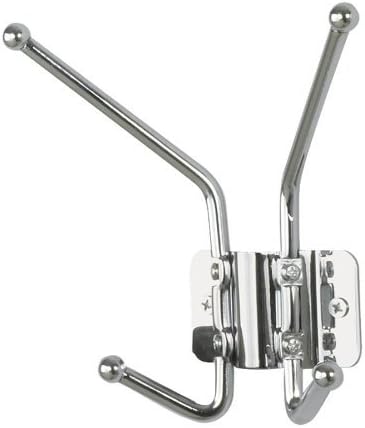 Metal Wall Rack, Two Ball-Tipped Double-Hooks, 6-1/2w x 3d x 7h, Chrome