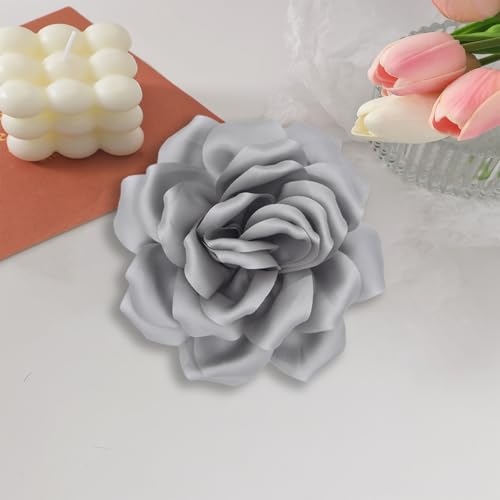 Image of Flower Brooch Pins for Women 5.5in Lapel Pins Large Rose Floral Brooches Dainty Satin Fabric Brooches Rose Flower Hair Clips Wedding Party Dance Clothes Accessories Jewelry