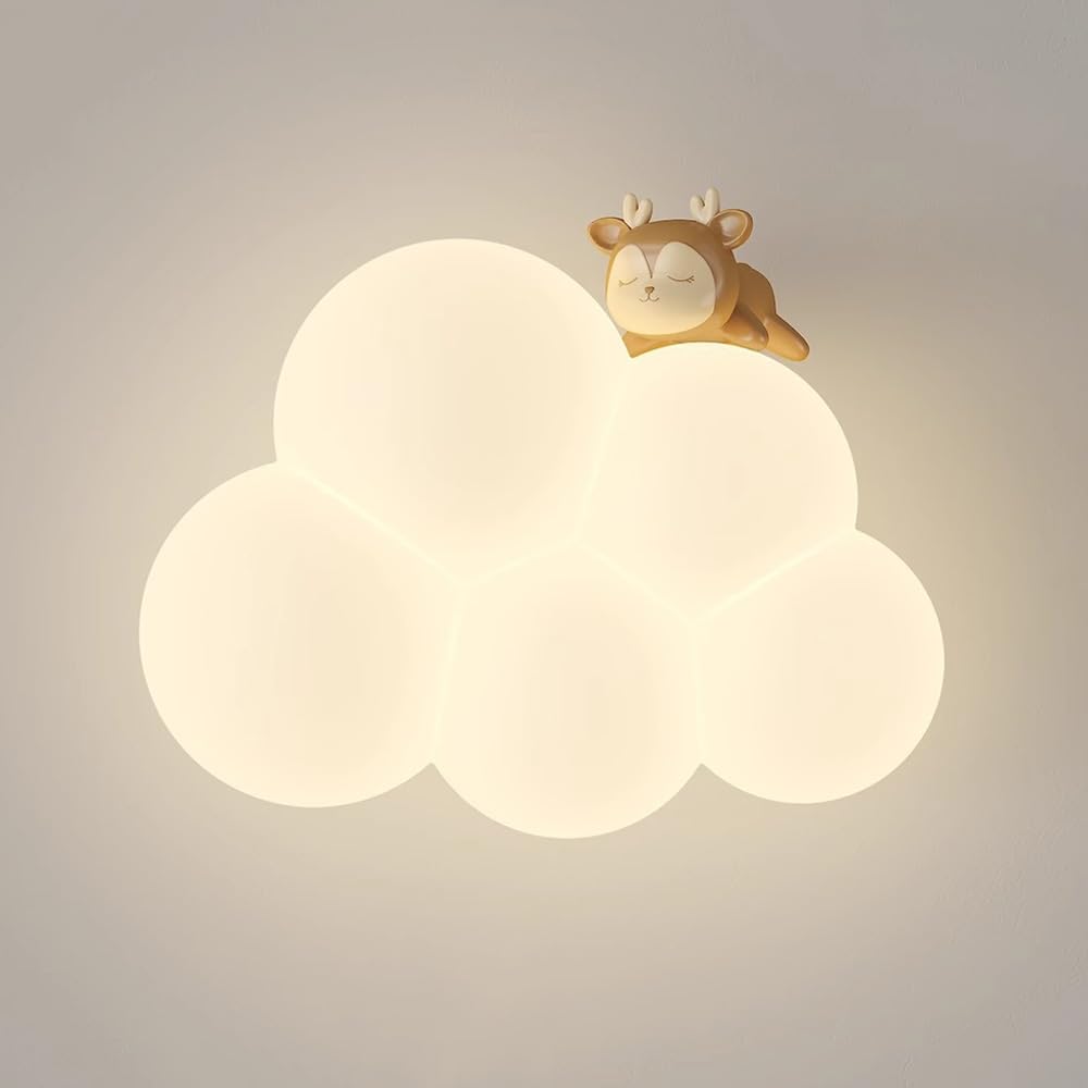 Apliques De Pared Para Dormitorios Niñas Nube Apliques De Pared Para Guardería Animal Lindo Dibujos Animados Pantalla De Leche Blanca Aplique De Pared Lámpara LED Regulable Montada En La Pared