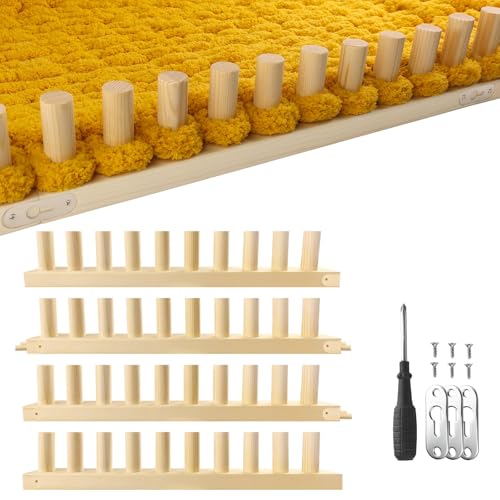Chunky Blanket Loom Knitting Looms and Boards, Adjustable Size Wooden Loom for Blanket, No Needles Required Hand Knitting Kit for DIY Yarn Craft, Home Decor, Stress Relief, Beginner Friendly (61 in)