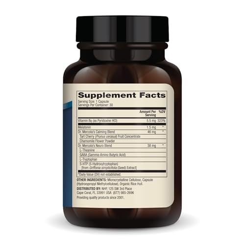 Dr. Mercola Sleep Support with Melatonin - Supports Restful Sleep & Relaxation - Melatonin with L-Theanine, 5-HTP, GABA - 30 Capsules - 1.5 mg - Image 3