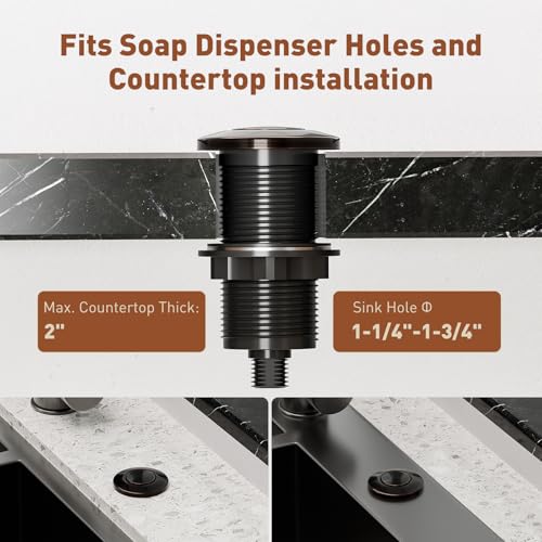 Image of Garbage Disposal Air Switch Kit Dual Outlet, Sink Top Button UL Listed | Waterproof Stainless Steel Countertop Button, Compatible for all Waste Disposer Models - Rubbed Bronze