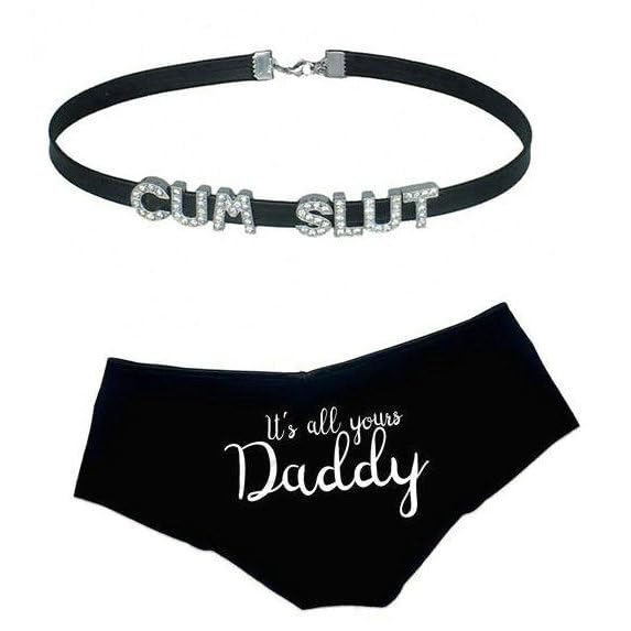 2Pcs DADDY'S SLUT+CUM SLUT Choker Necklaces For Women Honey Princess Hotwife,Cute Sexy Faux Leather Dad Collar Chokers Outfit Accessories Jewelry3