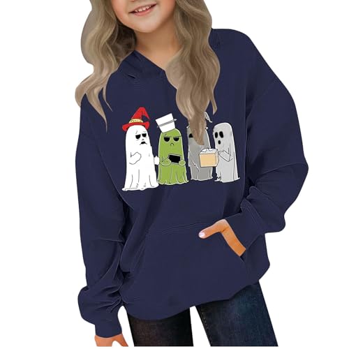 Fashion Hoodies for Teen Girls Ghost Graphic Hooded Sweatshirt Tops Cute Oversized Pullover 2025 Winter Clothes