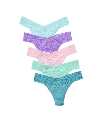hanky panky Women's Signature Lace Original Rise Thong Panties 5 Pack, Cphd, One Size