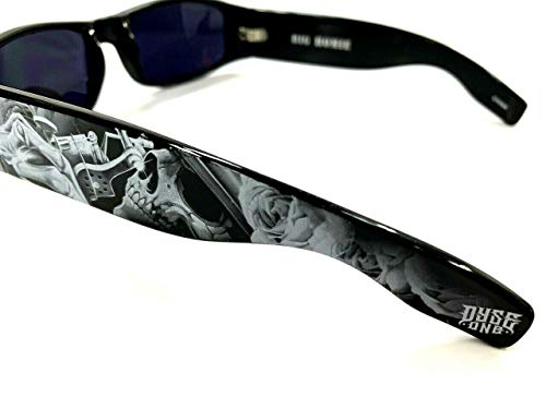 Authentic Shades Black Guns Skull Inked Sunglasses California Lowrider Locs Style2