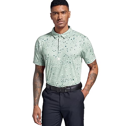 Golf Shirts for Men Dry Fit Performance Short Sleeve Print Moisture Wicking Polo Shirt2
