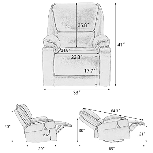 Yoconyo Pu Leather Recliner Chair With Heated Massage Ergonomic Lounge Modern Rocker 360 Degree Swivel Single Sofa Seat With Drink Holders For Living Room Home (Brown) #TOP2