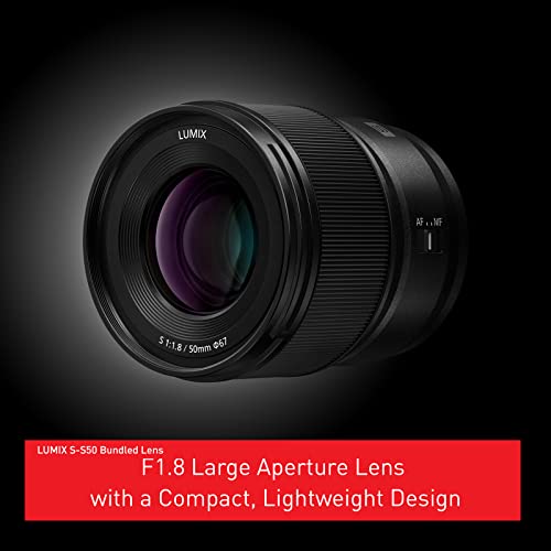 Image of Panasonic LUMIX S5 Full Frame Mirrorless Camera, 4K Video Recording, L-Mount, DC-S5BODY (Black) + LUMIX S Series Camera Lens, 50mm F1.8 L-Mount Interchangeable Lens for Mirrorless Full Frame Cameras