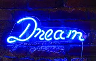 Isaac Jacobs 17" by 6" inch LED Neon Blue “Dream” Wall Sign