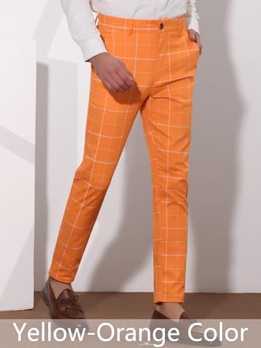 Lars Amadeus Men's Dress Plaid Pants Slim Fit Stretch Flat Front Dress Pants Plaid Slacks Trousers2