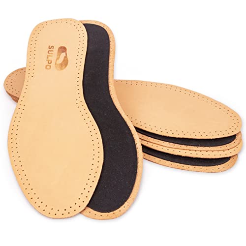 SULPO Lot de 3 paires de semelles en cuir véritable avec charbon actif - Anti-transpiration - Pour homme et femme - Semelles absorbantes - Respirantes - Tailles 36-47