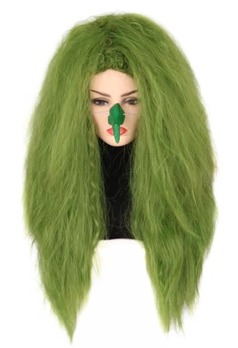 Topcosplay Women Wigs Green Wicth Ghost Wig Fluffly Long Staight Cosplay Halloween Costume Party Wigs