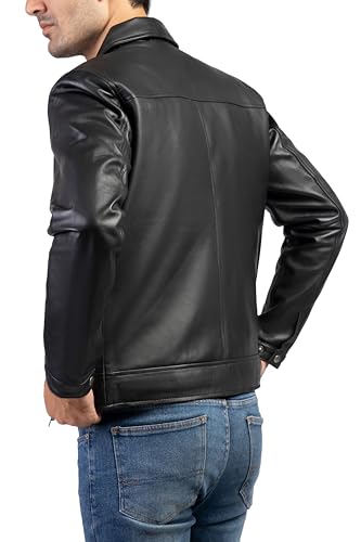 Jild Polo Collar Premium Leather Jacket Men - Old School Classic Style Everyday Wear Real Lambskin Mens Leather Jacket3