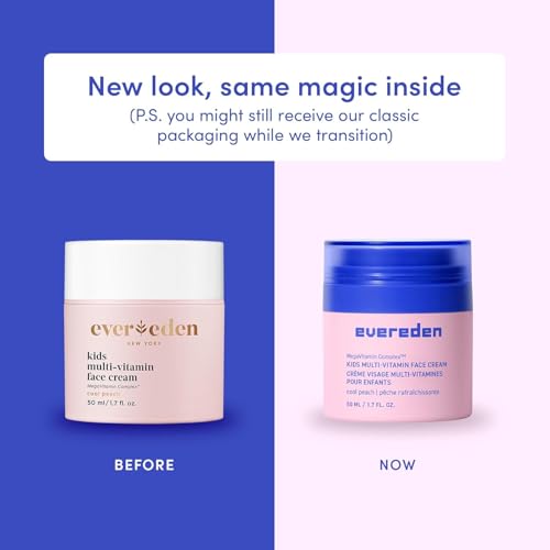 Image of Evereden Kids Face Cream, Dermatologist-Tested, EWG Verified & Refill Pod | Refill Pod, Vitamin-Enriched Face Moisturizer, Safe for Sensitive Skin, Omegas 3, 6, 9, Peach Scent, Kids Ages 3+, 1.7 fl oz